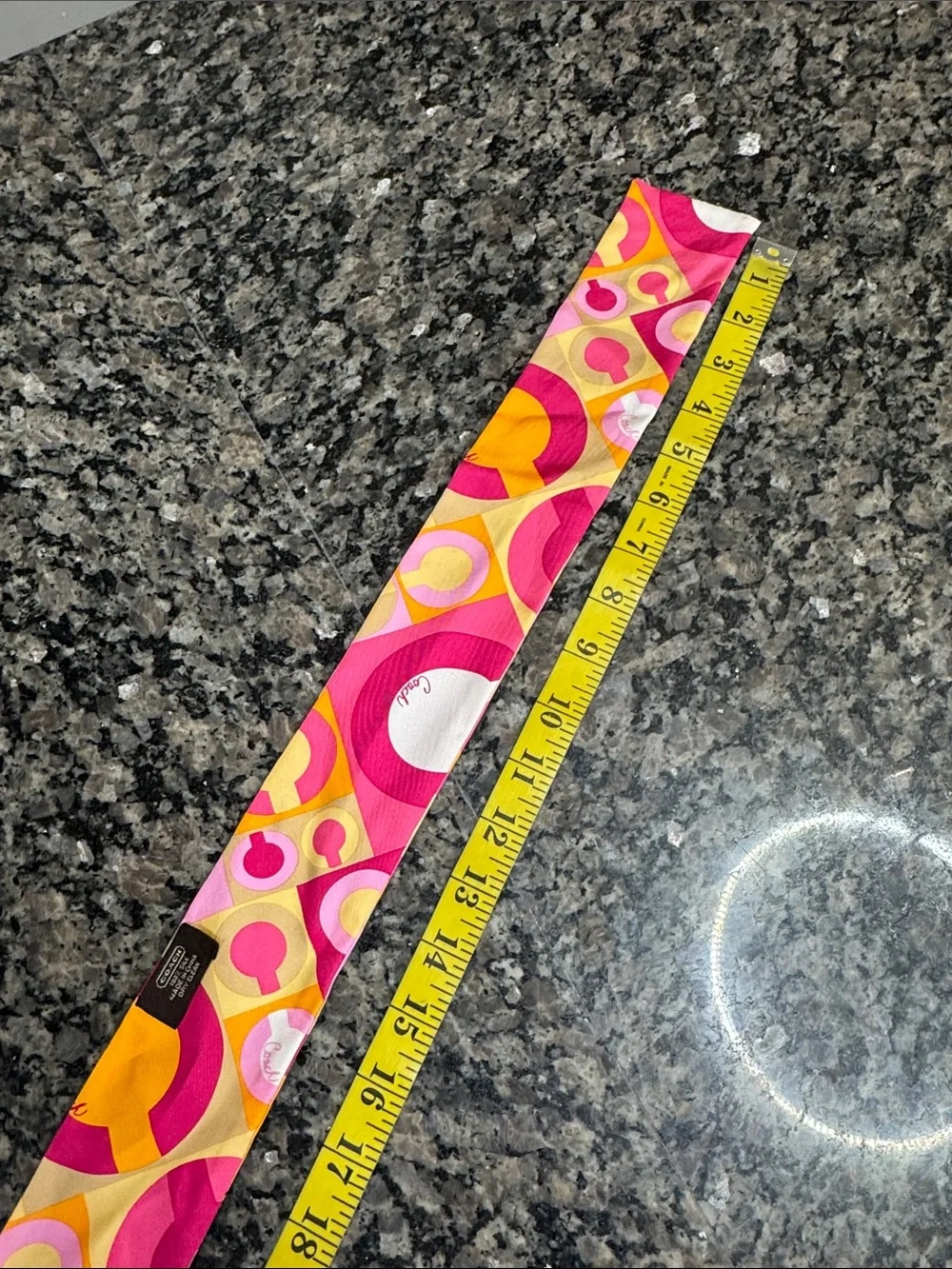 Coach silk twilly scarf Pink, Yellow & Orange Graphic Signature Scarf EUC